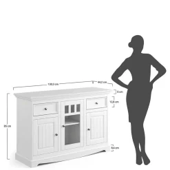 130cm Landhauskommode mit Glaseinsatz - Manipur Sideboards