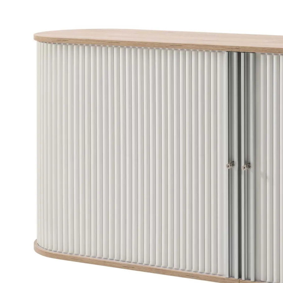 196cm Rollladen Sideboard in Weiß Eiche - Bassy Sideboards
