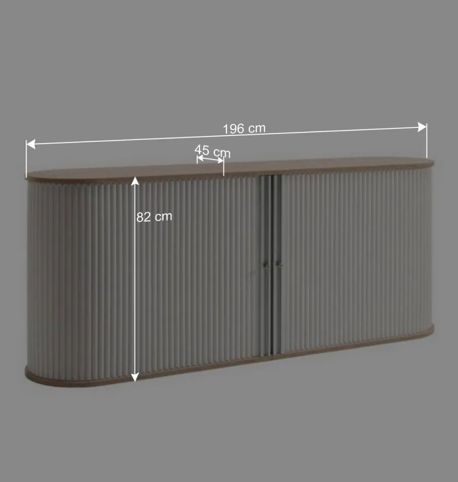 196cm Rollladen Sideboard in Weiß Eiche - Bassy Sideboards