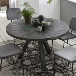 Outlet 120cm runder Holz Esstisch in Grey Wash - Nicoletta Tische