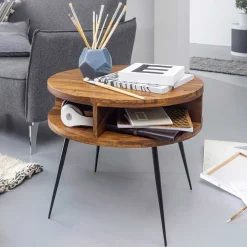 New 60cm runder Wohnzimmer Beistelltisch aus Sheesham - Pastilla Tische