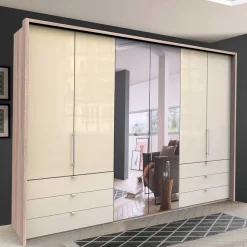 300cm 3-türiger Falttürenschrank mit Spiegel - Rativian Kleiderschränke|Schränke