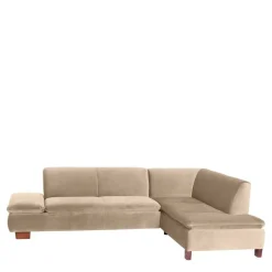 Best Couchecke in Beige mit Nussbaum Braun - Franatico Sofas
