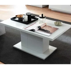 Outlet Couchtisch auf Säulengestell in Lichtgrau - Apulco Tische