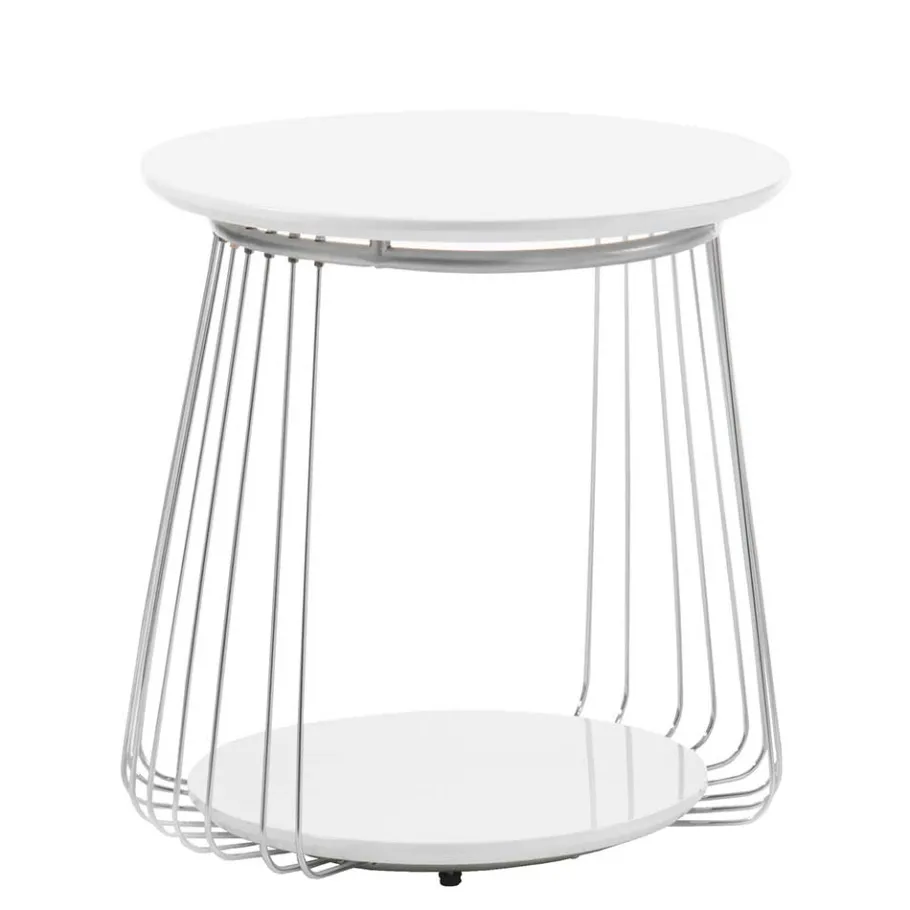 Couchtisch in Mattweiß mit Chrom - Rosibla Tische