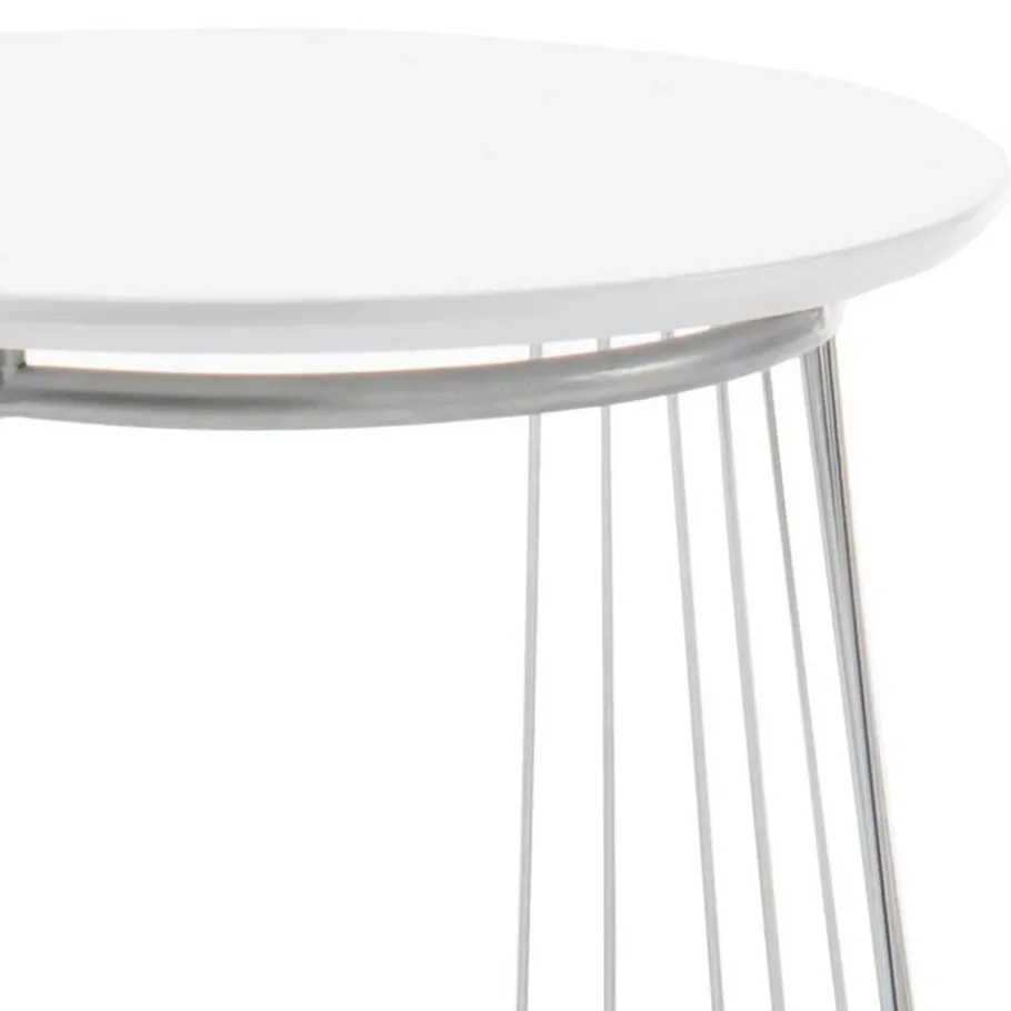 Couchtisch in Mattweiß mit Chrom - Rosibla Tische
