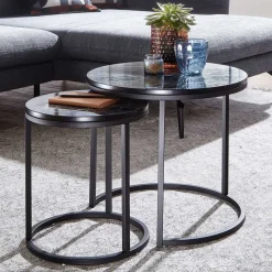 Online Couchtisch Set in Marmoroptik Schwarz - Melks (zweiteilig) Tische