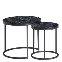 Online Couchtisch Set in Marmoroptik Schwarz - Melks (zweiteilig) Tische