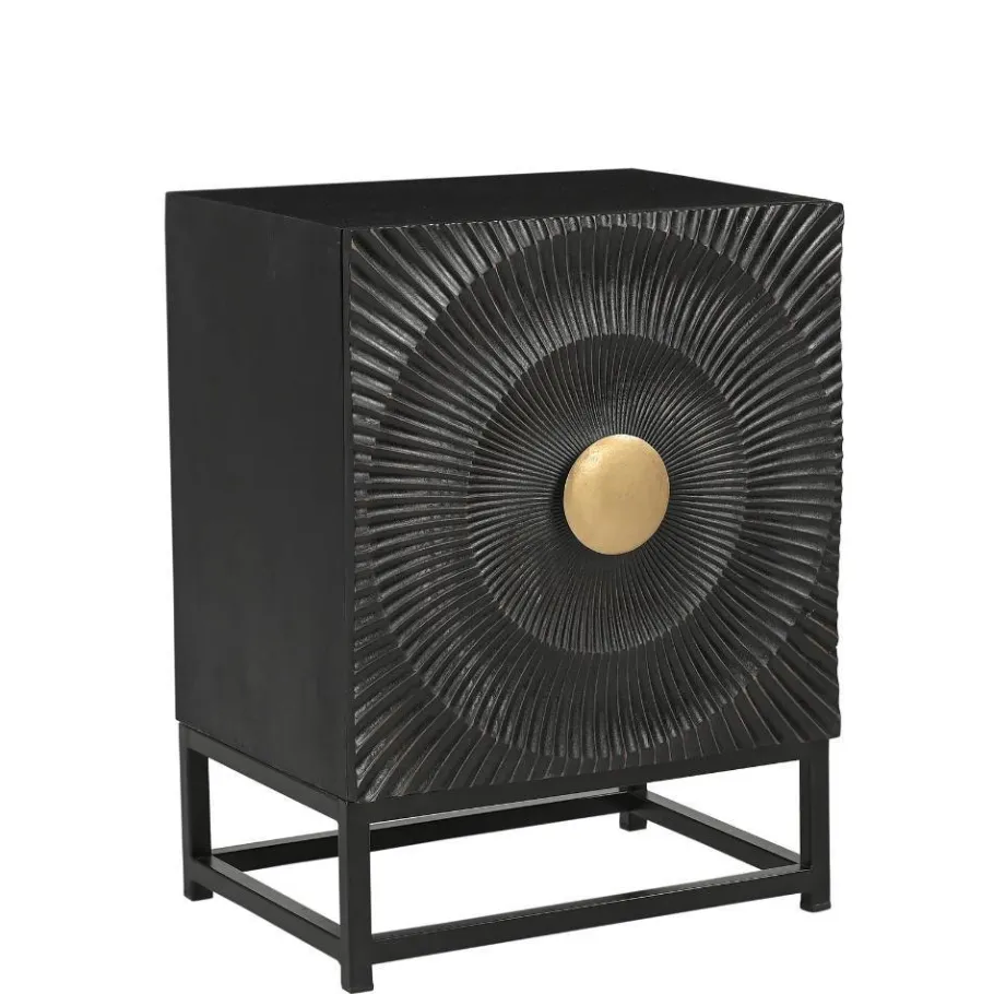 Best Design Nachtschrank in Schwarz und Gold - Oglio Kommoden