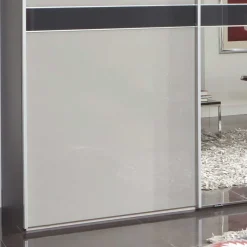 Sale Design Schrank mit Spiegel & Glas Front Hellgrau - Capolyna Kleiderschränke|Schränke