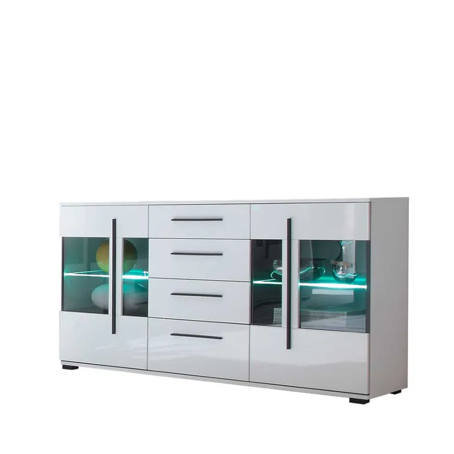 Sale Design Sideboard Nennja in Weiß Hochglanz Glas Sideboards