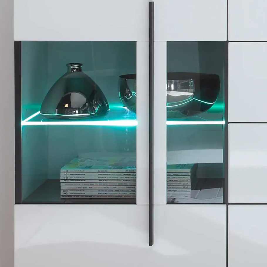 Sale Design Sideboard Nennja in Weiß Hochglanz Glas Sideboards