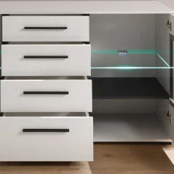 Sale Design Sideboard Nennja in Weiß Hochglanz Glas Sideboards