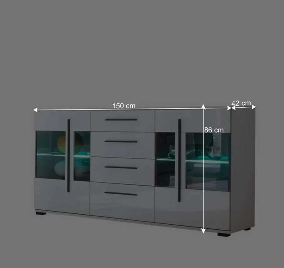 Sale Design Sideboard Nennja in Weiß Hochglanz Glas Sideboards