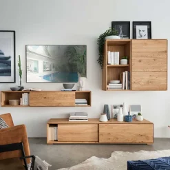 New Design Wohnwand aus Massivholz - Sinta (dreiteilig) Wohnwände