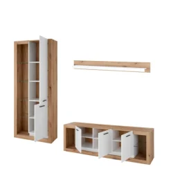 Discount Design Wohnwand Set in Mattweiß - Adejano (dreiteilig) Wohnwände