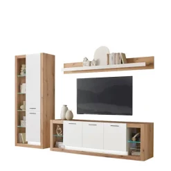 Discount Design Wohnwand Set in Mattweiß - Adejano (dreiteilig) Wohnwände