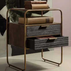 Sale Designer Nachtkommode in Schwarz & Altmessing - Sianner Kommoden