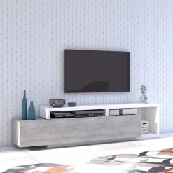 Online Designer TV Anbauwand in Betonoptik - Venatio (dreiteilig) Wohnwände