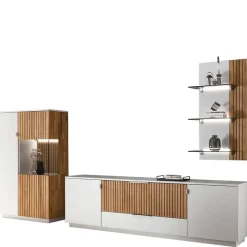 New Designer TV Wohnwand in Weiß - Miloris (dreiteilig) Wohnwände