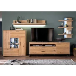 Best Designer Wohnwand aus Eiche - Assela (vierteilig) Wohnwände