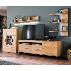 Best Designer Wohnwand aus Eiche - Assela (vierteilig) Wohnwände