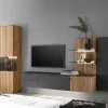 Clearance Designer Wohnwand Möbel mit LED - Cruzca (dreiteilig) Wohnwände