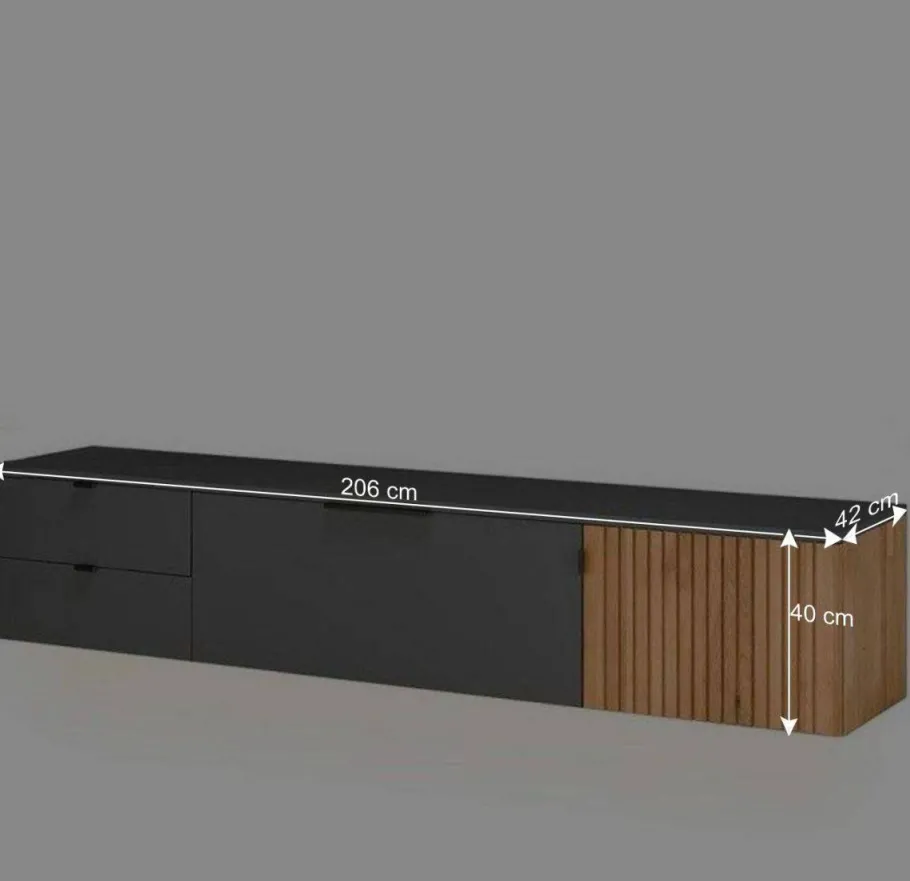 Clearance Designer Wohnwand Möbel mit LED - Cruzca (dreiteilig) Wohnwände