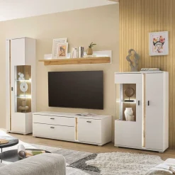 Outlet Designer Wohnwand mit LED Beleuchtung - Racelyn (vierteilig) Wohnwände