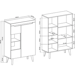 Hot Designer Wohnwand Scandi Chic - Olcian (vierteilig) Wohnwände