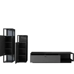 New Designer-Wohnwand Möbel in Grau - Ridona (dreiteilig) Wohnwände