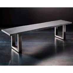 Outlet Design-Küchenbank mit Baumkanten Akazie Grau - Salmasion Sitzbank