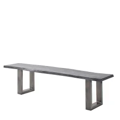 Outlet Design-Küchenbank mit Baumkanten Akazie Grau - Salmasion Sitzbank