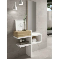 Discount Dielen Möbel & Spiegel in Weiß & Wildeiche - Polaris (zweiteilig) Garderoben