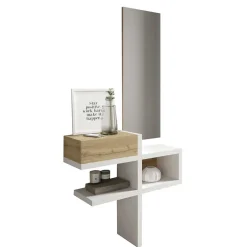 Discount Dielen Möbel & Spiegel in Weiß & Wildeiche - Polaris (zweiteilig) Garderoben