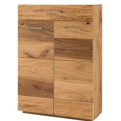 Discount Dielen Set mit Balkeneiche Furnier & Spiegel Macusos & Glas Anthrazit (vierteilig) Garderoben