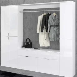 Dielenmöbel Kombi Block in Weiß HG - Ejulia (dreiteilig) Garderoben