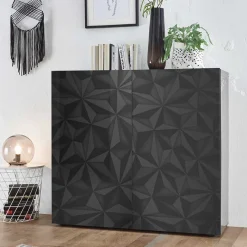 Best Doppeltür Kommode in Dunkelgrau Hochglanz - Kuriasna Sideboards