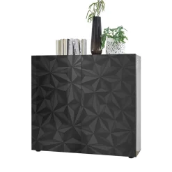 Best Doppeltür Kommode in Dunkelgrau Hochglanz - Kuriasna Sideboards