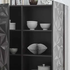 Best Doppeltür Kommode in Dunkelgrau Hochglanz - Kuriasna Sideboards