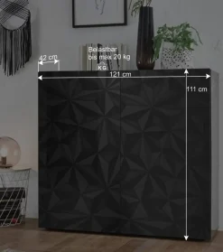 Best Doppeltür Kommode in Dunkelgrau Hochglanz - Kuriasna Sideboards