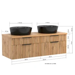 Best Doppel-Waschtisch mit schwarzen Aufsatzbecken - Crystoga Schränke