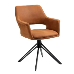 Best Drehbarer Armlehnenstuhl in Cognac Braun - Cabelia (2er Set) Stühle