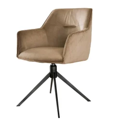 Sale Drehbarer Armlehnstuhl in Beige Samt - Vallee (2er Set) Stühle