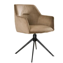 Sale Drehbarer Armlehnstuhl in Beige Samt - Vallee (2er Set) Stühle