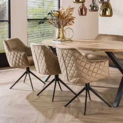 Sale Drehbarer Armlehnstuhl in Beige Samt - Vallee (2er Set) Stühle