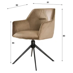 Sale Drehbarer Armlehnstuhl in Beige Samt - Vallee (2er Set) Stühle