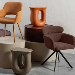 Sale Drehbarer Polsterstuhl in Kastanienbraun Stoff - Rajavo (2er Set) Stühle