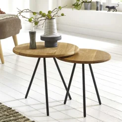 Sale Dreibein Beistelltisch mit Holzplatte aus Eiche - Berga Tische