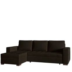 Best Dreisitzer Schlafcouch in Dunkelbraun Stoff - Fabrizio Sofas